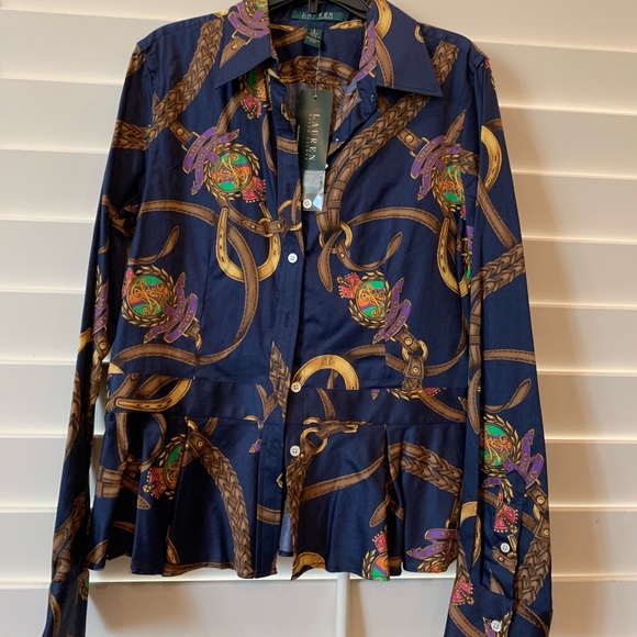 Ralph Lauren Tops - Auth Ralph Lauren Preppy Peplum Blouse with tags
